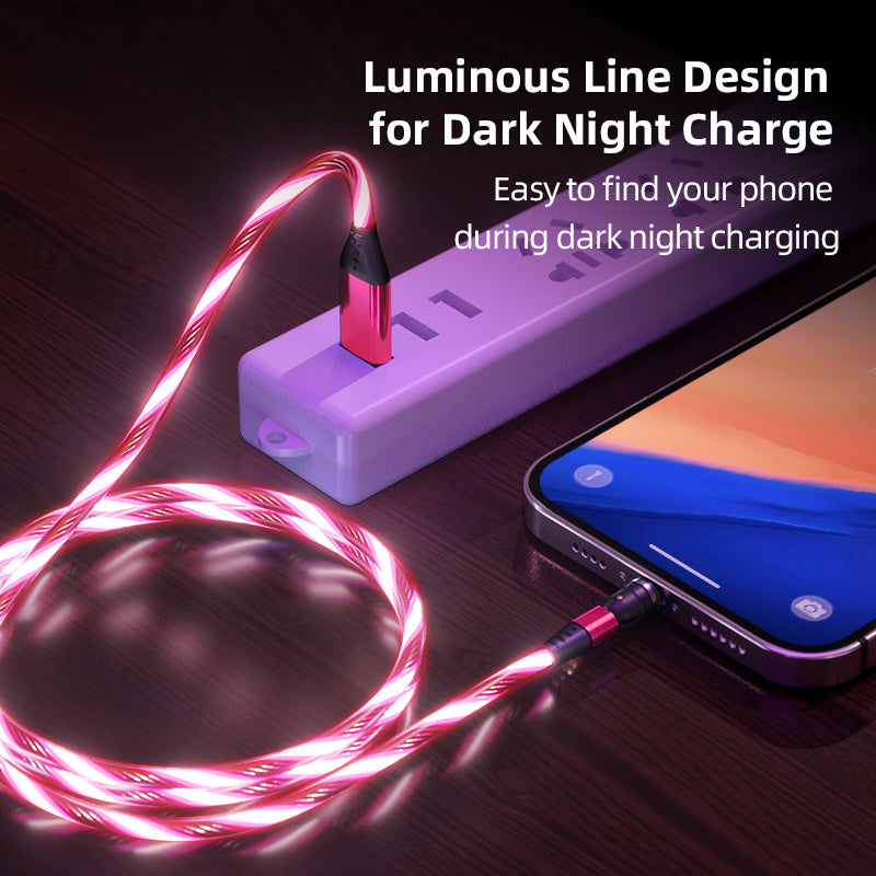 540 Rotate Luminous Magnetic Cable 3A Fast Charging Mobile Phone Charge Cable